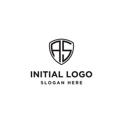 logo design inspiration for companies from the initial letters of the AS shield logo icon. -Vector