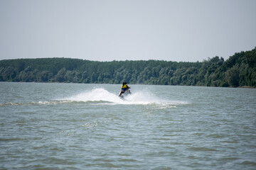 jet skiing on the river