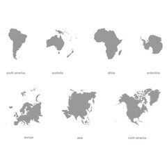 Fototapeta na wymiar monochrome vector icons with world continents