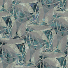 Leaves seamless pattern. Watercolor background with stylized nature elements.