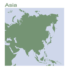 Obraz premium vector illustration with map of continent Asia