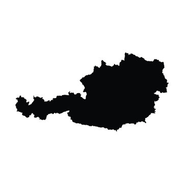 A black and white vector silhouette of the country of Austria