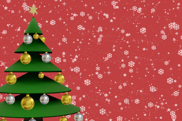 Christmas card with tree, 3D Illustration