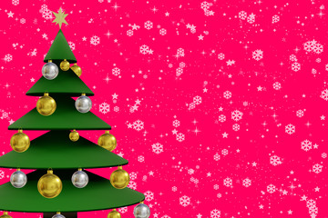 Christmas card with tree, 3D Illustration