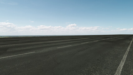 empty highway with blue sky and beautiful mountain.