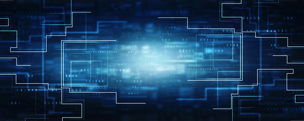 2d illustration Abstract futuristic electronic circuit technology background