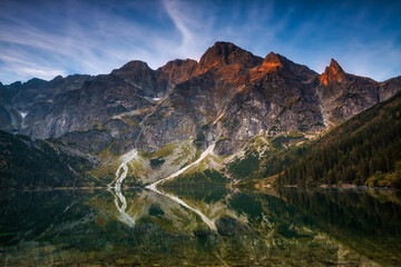 Tatra Mountains in Poland Morskie Oko Rysy Zakopane landscape photography in golden hour © PawelUchorczak