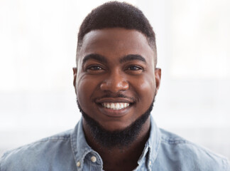 Closeup portrait of happy handsome african american man