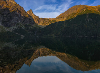 Fototapeta na wymiar Tatra Mountains in Poland Morskie Oko Rysy Zakopane landscape photography in golden hour