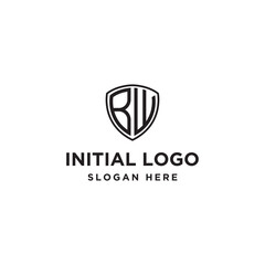 Initial letter BW initials logo. Universal symbol icon vector design. Luxury abc shield logotype.