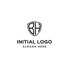 Initial letter BH initials logo. Universal symbol icon vector design. Luxury abc shield logotype.