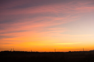 Sky with dramatic clouds and sun light