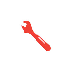 Wrench Red Icon On White Background. Red Flat Style Vector Illustration