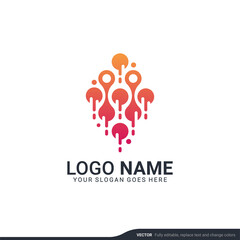 Creative abstract digital technology symbol logo design.