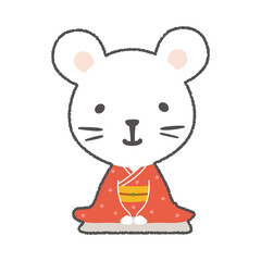 振袖を着たネズミ