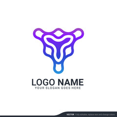 Obraz premium Creative abstract digital technology symbol logo design.