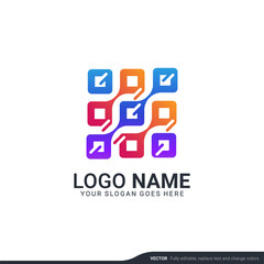 Fototapeta premium Creative abstract digital technology symbol logo design.