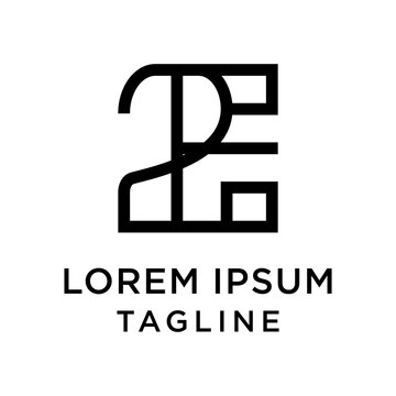 initial letter logo 2E, E2 logo template