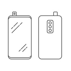Black line mobile smart phone mock up. Smartphone mobile application presentation or portfolio mockups. This smartphone mock-up isolated on white background