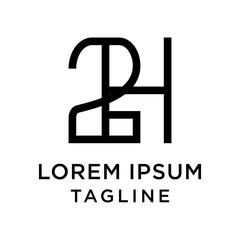 initial letter logo 2H, H2 logo template