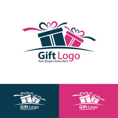 Gift Logo Vector,  Icon, Emblem, Gift Shop Logo Design Concept, Creative Symbol.