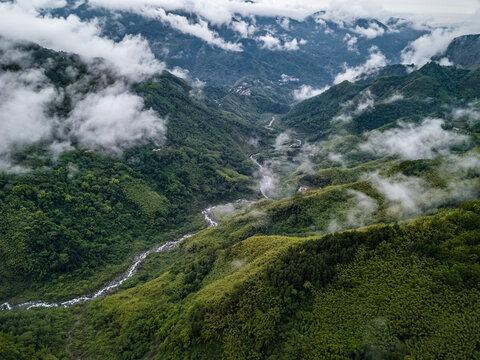 Liwu River Valley at Taroko Gorge National Park in Taiwan. Aerial View