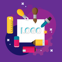 Logo creating. Colorful flat design icon. Vector illustration