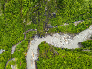 Taroko Gorge National Park in Taiwan. Aerial View