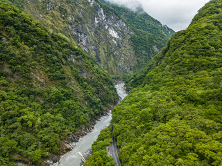 Taroko Gorge National Park in Taiwan. Aerial View