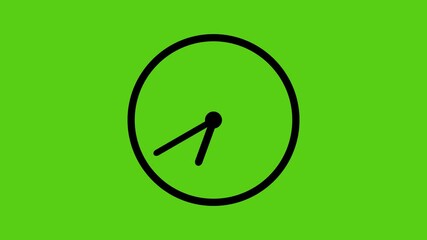 Animation of clock.   clock  icon on  green background