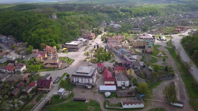 Aerial view of town of Halych, old Ukrainian capital in Ivano-Frankivsk region, Ukraine.