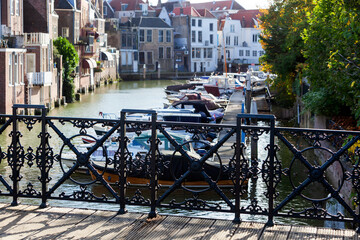 Nostalgia view on a harbor in Dordrecht