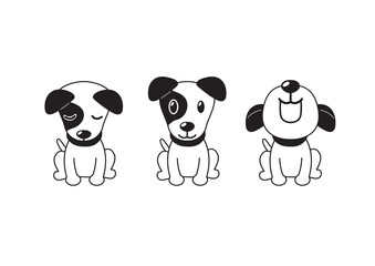 Vector cartoon character jack russell terrier dog poses for design.