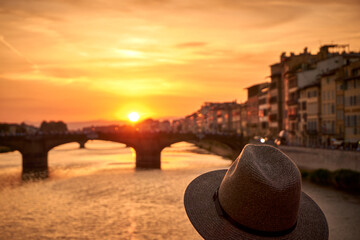 Sunset from Ponte Vecchio Florence Italy