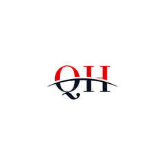 Initial letter QH , overlapping movement swoosh horizon logo company design inspiration in blue and grey color vector