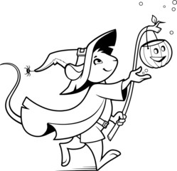 mouse and pumpkin for halloween coloring 