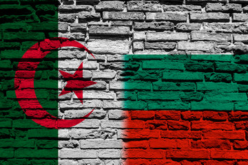 Flag of Bulgaria and Algeria on brick wall