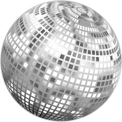 Silver mirror ball on a white background