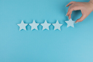 Customer satisfaction survey, Evaluating excellent services rating concepts. The client's hand...