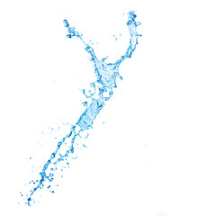 blue water splash isolated on white background