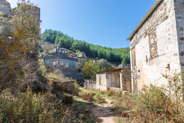 Fototapeta na wymiar Ghost village of Kayakoy near Fethiye in Mugla province,Turkey.