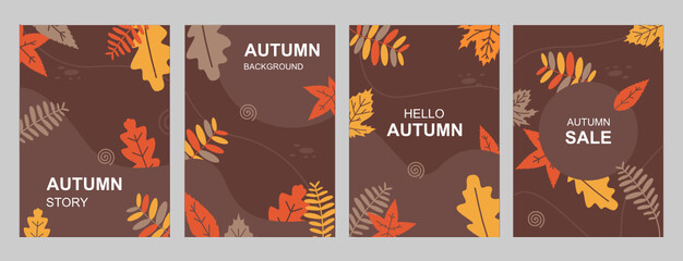 set of autumn background cover