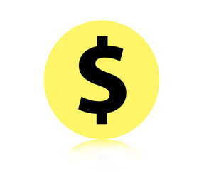 US dollar sign on white background.US dollar is main and popular currency of exchange in the world.Investment and saving concept.