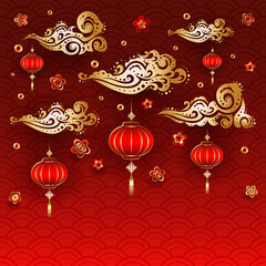 Traditional Chinese New Year Red Lanterns.