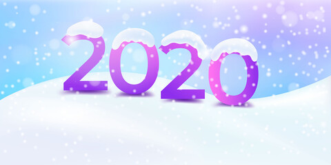 2020 winter snowy Happy New Year  backdrop. 