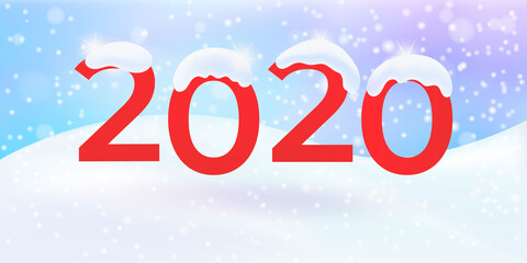 Fototapeta na wymiar 2020 winter snowy Happy New Year backdrop. 