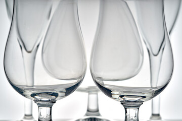 texture glass goblets on a light background