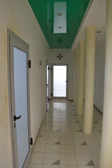 Long office corridor in modern industrial production area