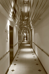 Long office corridor in modern industrial production area