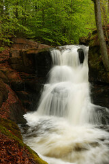 Potoka Falls in super green forest surroundings, Czech Republic